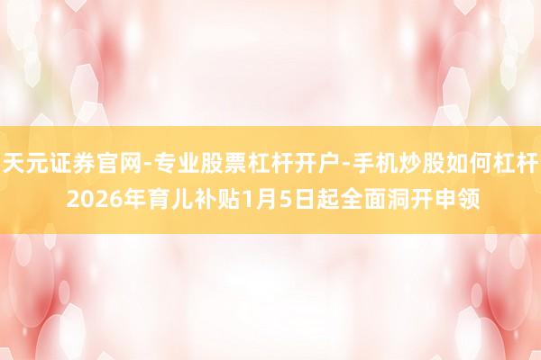 天元证券官网-专业股票杠杆开户-手机炒股如何杠杆 2026年育儿补贴1月5日起全面洞开申领