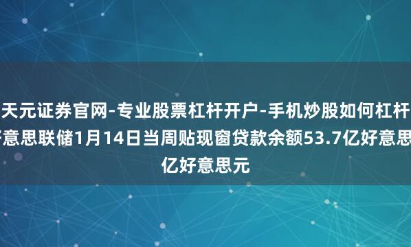 天元证券官网-专业股票杠杆开户-手机炒股如何杠杆 好意思联储1月14日当周贴现窗贷款余额53.7亿好意思元