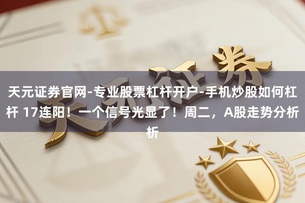天元证券官网-专业股票杠杆开户-手机炒股如何杠杆 17连阳！一个信号光显了！周二，A股走势分析